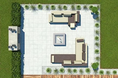 Recreation area with sofas top view Stock Illustration