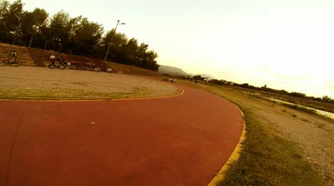 Recreation biking and jogging Stock Footage
