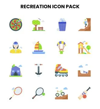 Recreation Flat Icons Pack Stock Illustration