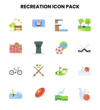 Recreation Flat UI Icons Pack Stock Illustration