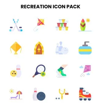 Recreation Flat Vector Icons Pack Stockillustratie