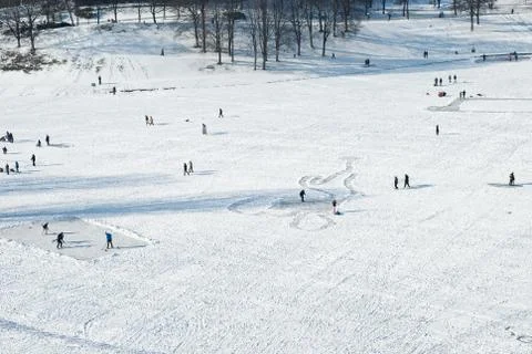 Recreation on a frozen lake Stock Photos