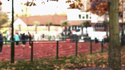 Recreation Ground during lockdown - people working out - blurred Video stock 142946919