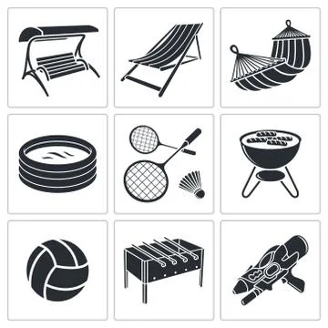 Recreation icon collection Stock Illustration