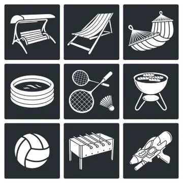 Recreation icon set Stock Illustration