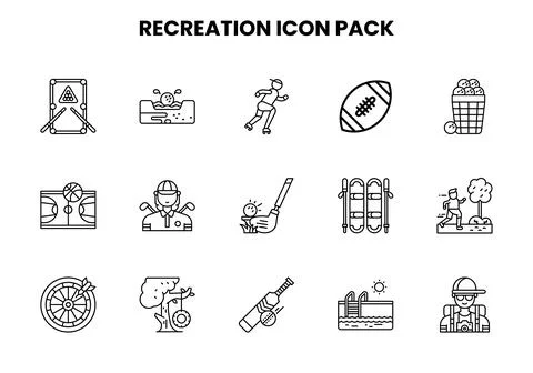 Recreation Line Icons Pack Stock Illustration