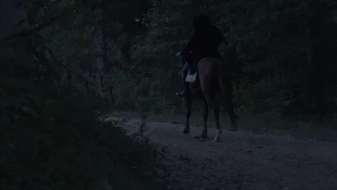 Recreation of "Paul Revere's Ride" circa 1775 - Colonial Man on Horseback Stock Footage 296828075