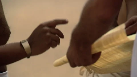 Recreation: Pharaoh (Snefru) talking about papyrus scroll with architects Stock Footage 202909052