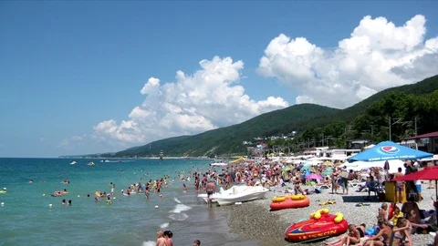 Recreation at the seaside on a cloud day Stock Footage 106348163