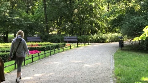 Recreation time in the public park in Poland in the city of Wroclaw Stock Footage 78092389