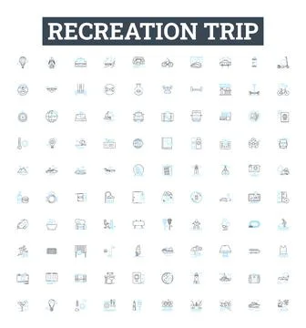 Recreation trip vector line icons set. Recreation, Trip, Holiday, Tour, Vacation Stock Illustration