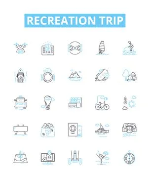 Recreation trip vector line icons set. Recreation, Trip, Holiday, Tour, Vacation Stock Illustration