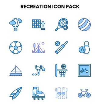 Recreation Two Colour Graphics Icons Pack Stock-Illustration