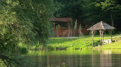 Recreational Area Along The River Stock Footage 40313862