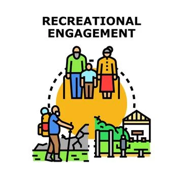 Recreational engagement concept vector representing active lifestyle Stock Illustration