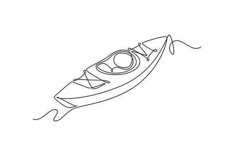 Recreational kayak with deck rigging lines, rendered beautifully line art Stock-Illustration