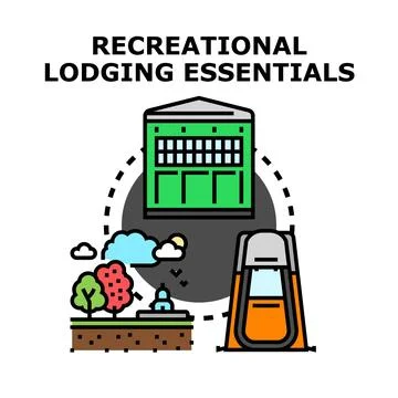 Recreational lodging essentials preparing for outdoor adventure Stock Illustration