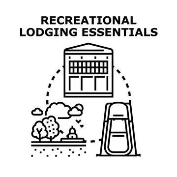 Recreational lodging essentials preparing for outdoor adventure Stock Illustration