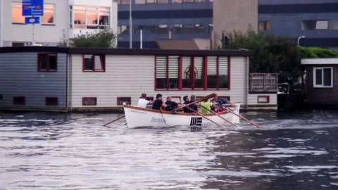 Recreational rowing in the Dutch  Stock Footage 150429216