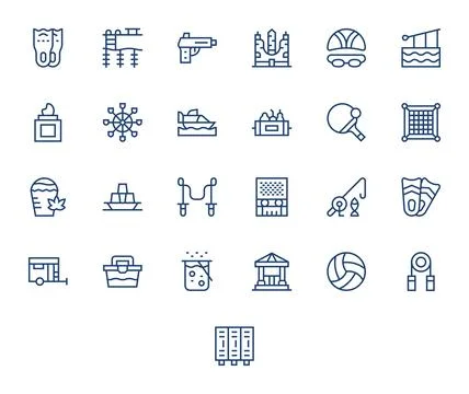 Recreational Vector Graphics Pack including 25 Regular Line 256x256 Pixel A.. Stock Illustration