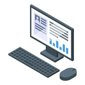 Recruiter analyzing candidate profile with charts on computer Stock Illustration