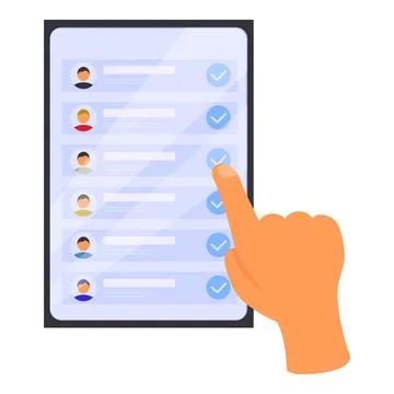 Recruiter is selecting a candidate on a tablet for a job interview Stock Illustration