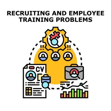Recruiting and employee training problems in business Stock Illustration