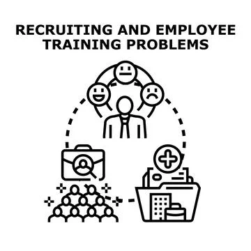 Recruiting and employee training problems concept illustration Stock Illustration