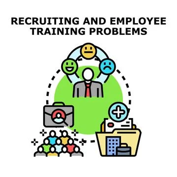 Recruiting and employee training problems concept illustration Illustration