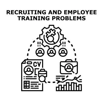 Recruiting and employee training problems in business Stock Illustration