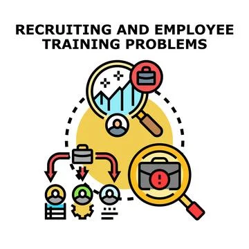 Recruiting and employee training system problems concept Stock Illustration