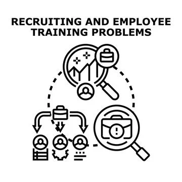 Recruiting and employee training system problems concept Stock Illustration