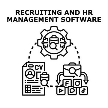 Recruiting and hr management software process icon Stock Illustration