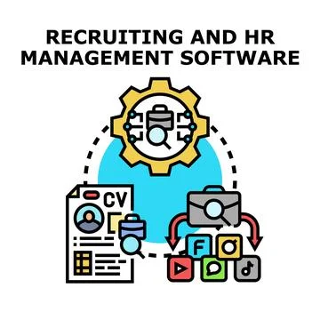 Recruiting and hr management software process icon Stock Illustration