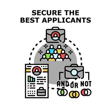 Recruiting and selecting best applicants for new job Stock Illustration