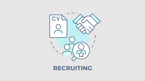 Recruiting blue concept icon animation Stock Footage 337935350