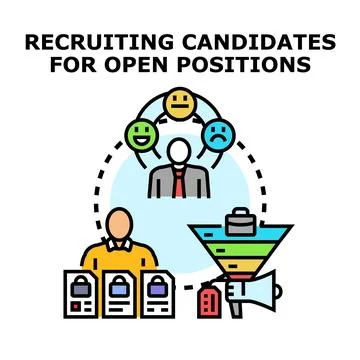 Recruiting candidates for open positions concept illustration Stock Illustration