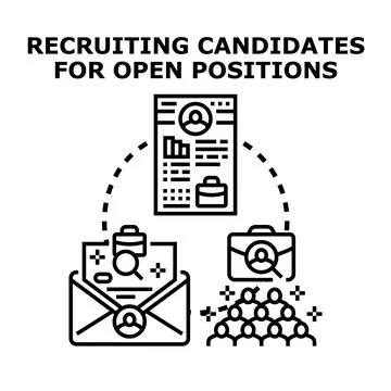 Recruiting candidates for open positions process Stock Illustration