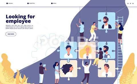 Recruiting landing. Online recruitment and job search, human resource vacancy Stock Illustration