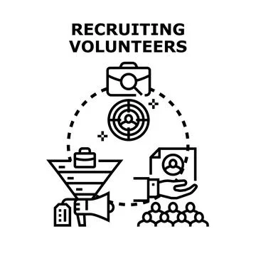 Recruiting people for volunteer work process concept 스톡 일러스트