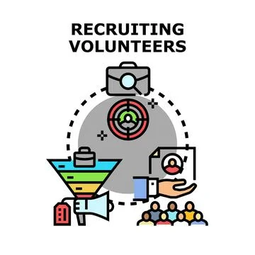 Recruiting people for volunteer work process concept 库存插图