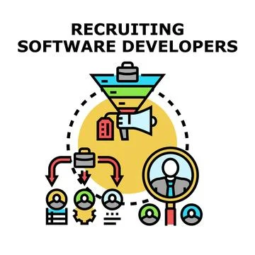Recruiting software developers process concept vector Illustrazione stock