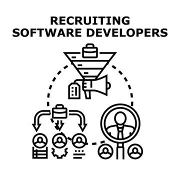 Recruiting software developers process concept vector Stock Illustration