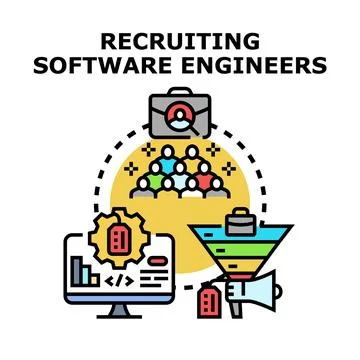 Recruiting software engineers for developing technology projects 스톡 일러스트
