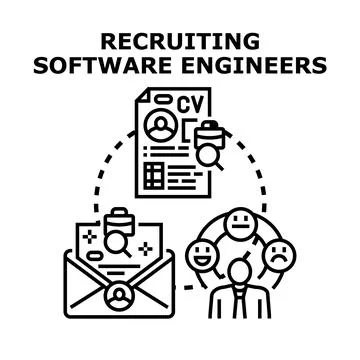 Recruiting software engineers for new jobs and projects Stockillustratie