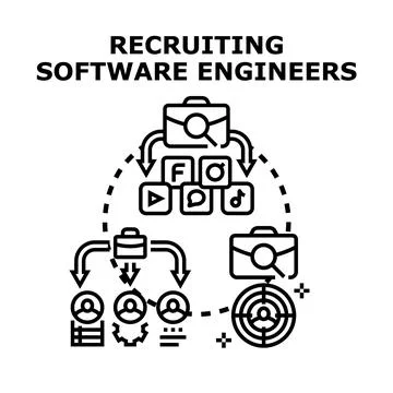 Recruiting software engineers for talent acquisition strategy Stock Illustration