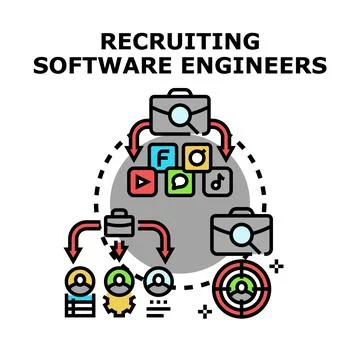 Recruiting software engineers for talent acquisition strategy Stock Illustration