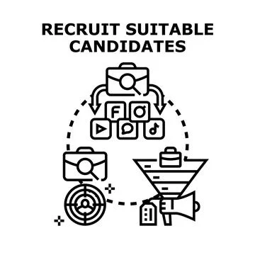 Recruiting suitable candidates using digital hiring strategy Stock Illustration