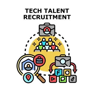 Recruiting tech talent finding skilled professionals online Stock Illustration