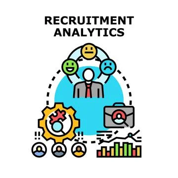 Recruitment analytics concept tracking candidate data hiring Stock Illustration